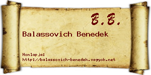 Balassovich Benedek névjegykártya